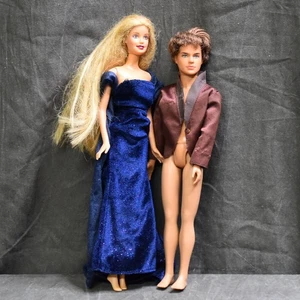 Barbie & Ken Doll Lot – Mattel 1999  Barbie in Blue Gown, Ken in Jacket Playwear - Picture 1 of 8