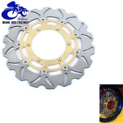 Rotor de disco de freno delantero flotante dorado DRZ400SM para Suzuki DR-Z 400 SM 2005-2025 Foto 1 de 4