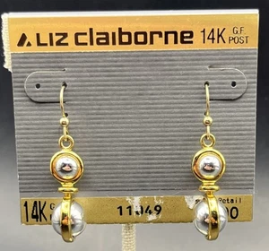 Liz Claiborne abstrakte Ohrhänger Gold gefüllt Posten neu aus altem Lagerbestand klassisch Vintage - Bild 1 von 6
