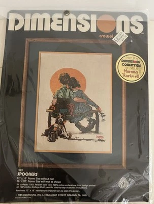 1981 Dimensions Crewel Kit Norman Rockwell Spooners Love New Sealed 12”x16” - Image 1 of 3