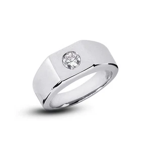Anillo clásico para hombre de oro de 18k certificado diamante extraído tierra corte redondo F vs2 1/3 CTW - Imagen 1 de 3