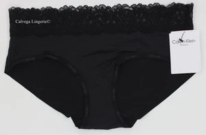 NWT Calvin Klein QF7932 "Attraction" Low-rise Microfiber / Lace Boyshorts, Black - Picture 1 of 5