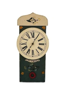 Vintage Handmade French Country Wall Clock Rustic Wood 21”x10” TESTED *See - Picture 1 of 10