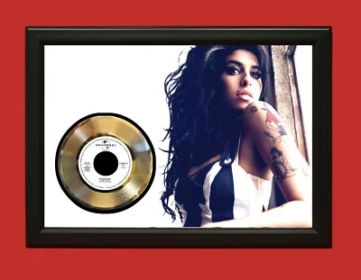 Póster arte Amy Winehouse enmarcado en madera 45 exhibición de discos dorados C3 Foto 1 de 4