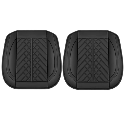 2Pcs Car Front Seat Covers Full Surround Leather Pad Mat Chair Cushion Protector - Image 1 of 4