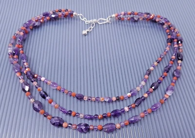 Collar De Colección DTR Jay King Plata Esterlina Púrpura Amatista Cuentas 19" Foto 1 de 4