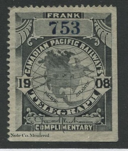 CPR 1905 Telegraph stamp mint no gum watermarked - Picture 1 of 1