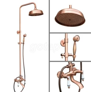 Antiguo cabezal de ducha de lluvia de cobre rojo expuesto juego de grifo mezclador Grg541 - Imagen 1 de 8