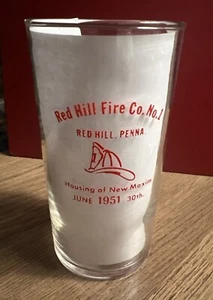 1951 Red Hill Fire Co, Housing Of New Engine’Maxim’ Red Hill, Pa Drinking Glass - Picture 1 of 3