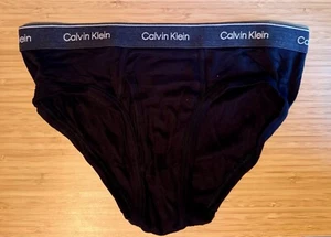 New Calvin Klein Briefs - Cotton Classics, Black/ Grey Band, Large - Picture 1 of 2