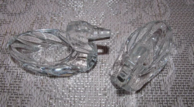 Pair Of Salerons Salt Crystal Cut Shape Duck Art Deco - Image 1 of 4