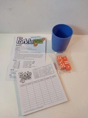 FARKLE IN BLUE CUP Orange DICE ROLLING, RISK TAKING GAME - Image 1 of 4