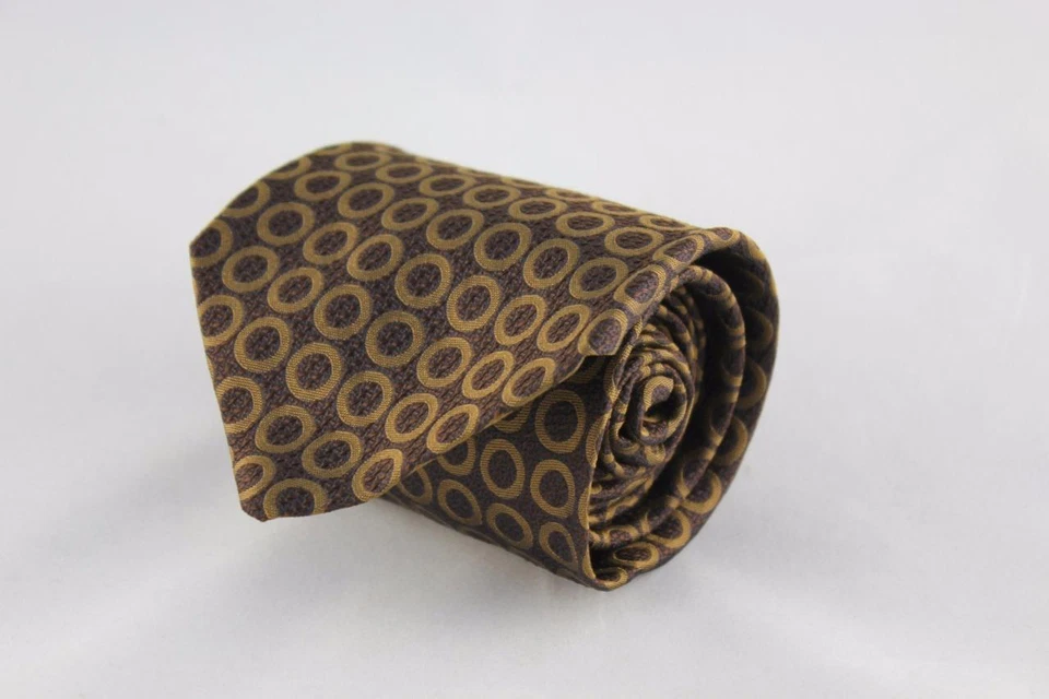 BANANA REPUBLIC Silk Tie. Brown Circular Geometric. Made in Italy. - Image 1 of 4