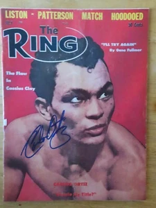 Boxeo HOFer CARLOS ORTIZ (d. 2022) Firmado The Ring Julio 1963 Revista Sin Etiqueta - Imagen 1 de 3