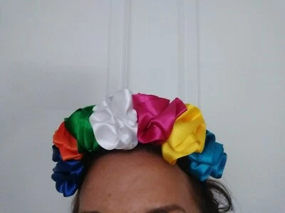 Frida Kahlo Girls head piece Satin Red Great for anytime - Image 1 of 4