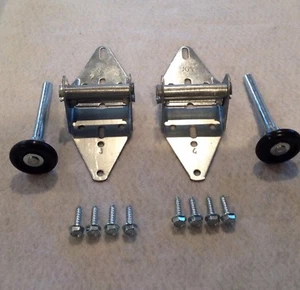 2 #4 Garage Door Hinges 14 Gauge w/ 2 Rollers & 8 Wood Lag 14g Hardware Overhead - Picture 1 of 3