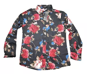 New Thwei Button Down Shirt Mens Small Floral Hawaiian Long Sleeve Casual Party - Picture 1 of 15