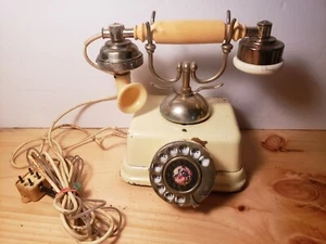Home Decor - Antique Rotary White Desk Phone - Untested - - Picture 1 of 7
