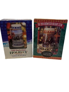 Anheuser Busch Budweiser Beer Steins 1994, 1995 Holiday Edition Collection - Picture 1 of 9