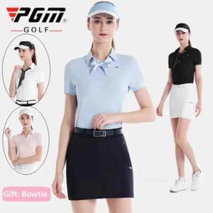 Womens Breathable Golf Polo V-Neck Slim Short Sleeve Bowtie T-Shirt - Picture 1 of 10