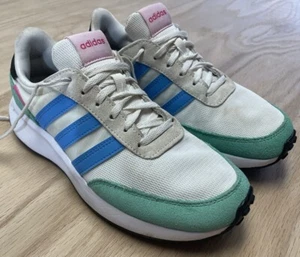 Damen Adidas Run 70S Laufschuhe Turnschuhe Größe US Erwachsene 6 weiß blau grün - Bild 1 von 16