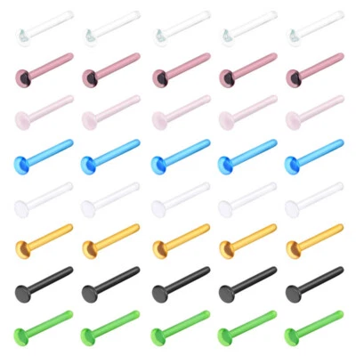 5 шт. 20G стеклянные носовые шпильки кольцо губы брови уха хряща кости шпильки для ноздрей - Изображение 1 из 4