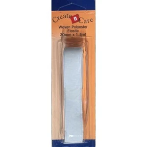 White Woven Polyester Elastic 20mm x 1.5m, Non-Roll by Create N Care - Picture 1 of 1