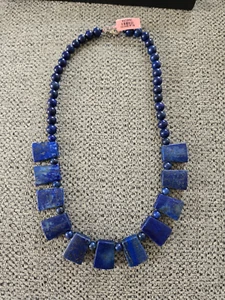 Genuine Lapis Lazuli Statement Necklace Blue Stone Beautiful Necklace - Picture 1 of 8
