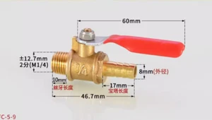 Schwerlast Messing Kugelhahn 1/4" DN8 NPT Gewinde Stecker auf Stecker Widerhaken Rohr Fitting - Bild 1 von 4