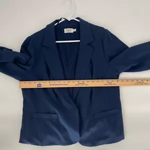 Eliza J Größe 1X Damen Blazer Marineblau 3/4 Geraffte Ärmel Übergröße Jacke - Bild 1 von 9