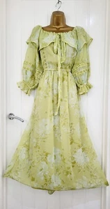 RIVER ISLAND Midi chiffon floaty summer dress Olive size 18 plus Holiday VGC - Picture 1 of 7