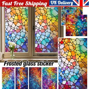 Frosted Window Film Privacy Static Cling Stained Glass Film Decor Window Sticker - Picture 1 of 20
