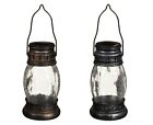 Miners LED Lantern Light Solar Powered With Crackle Glass Colour Changing LED's