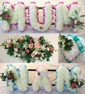 Mum Nan Funeral Flower Package Artificial Silk Gran Heart Spray Memorial Tribute - Picture 1 of 11