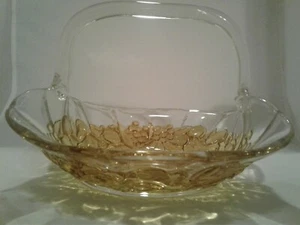 Vintage Gold And Clear Glass Fruit Basket. 1970s - Picture 1 of 7