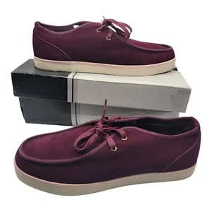 Vintage Red Sparks Suede LUGZ Shoes Sneakers Eggplant Bone Size 12 Mens - Clean - Picture 1 of 7