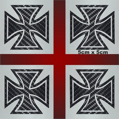 PLOTTI SHOP 4x 5cm Aufkleber Oldschool Iron Cross Retro Tuning Eisernes Kreuz Army Carbon