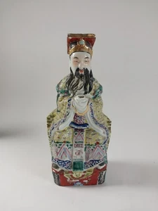 Statua porcellana cinese vintage dipinta a mano con offerta arte asiatica folklore - Foto 1 di 24