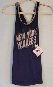 NWT MLB New York Yankees Girl’s Tank Top - Size XL (14) Blue Metallic Letters - Picture 1 of 3