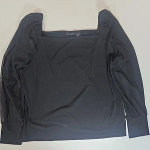 Blusa Tahari para mujer talla XL negra brazos transparentes ligera de inspiración gótica - Imagen 1 de 7