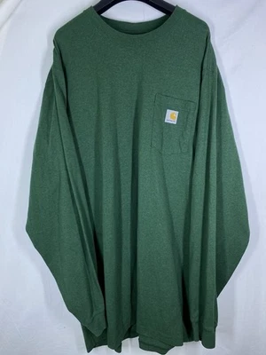 Carhartt Shirt Mens 3XLT Tall Green Pocket Logo Long Sleeve Workwear Pullover US - Image 1 of 4