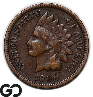 1908-S Indian Head Cent Penny, Sought After Better Date - Image 1 of 3