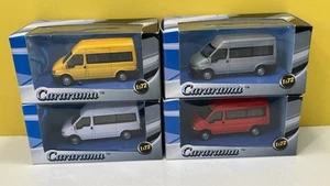 4 X CARARAMA 1/72 FORD TRANSIT MINIBÚS FURGONETAS BLANCO, AMARILLO, ROJO, PLATA, / SIN USAR, EN CAJA - Imagen 1 de 5