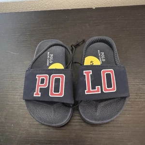 Kleinkind Ralph Lauren Polo Pantoletten Größe 5 neu mit Etikett blau rot Logo - Bild 1 von 5