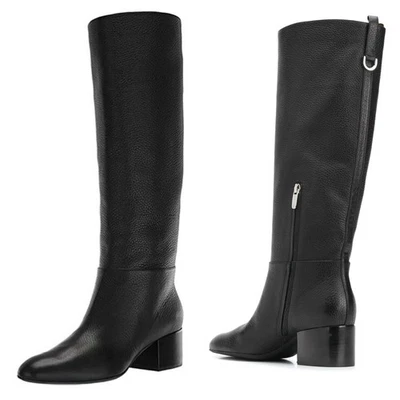 New Sergio Rossi Jodie Leather Knee High Block Heel Boots In Black Size:36(US 6) - Image 1 of 4