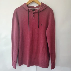 Volcom Y2K Waffle Knit Henley Hoodie Men's L Long Sleeve Skater Grunge Outdoor  - Picture 1 of 12
