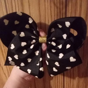 Jojo Siwa 8” Large black and white heart Bow Girls Hair Accessories Hair Clip - Picture 1 of 1
