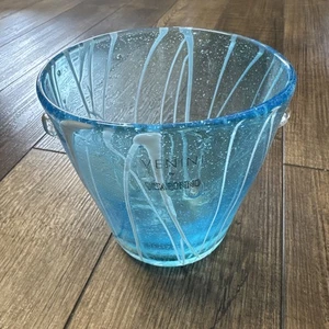 Murano Venini for Disaronno Fine Venetian Handblown Art Glass Blue Ice Bucket 5" - Picture 1 of 9