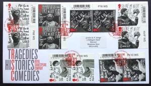 GB 2011 Royal Shakespeare Co Set + Barcode Margins on First Day Cover, Avon SHS - Picture 1 of 2