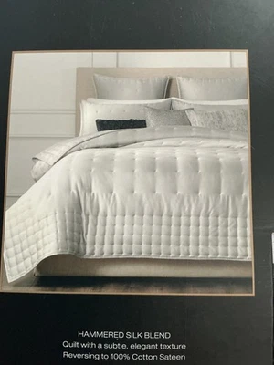 Donna Karan Home Gray Hammered Silk Full Queen Quilt New - Image 1 of 4
